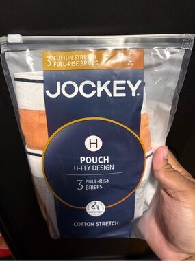 Jockey Men's 3-Pack Full-Rise Pouch Briefs - White & Orange